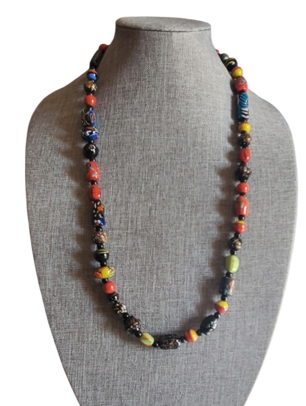 Antique Millefiori Glass & Ceramic Beads Necklace